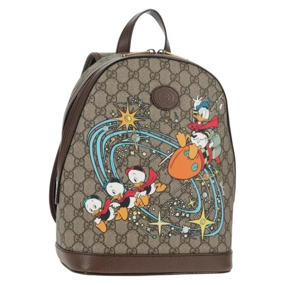 GUCCI GG Supreme Disney Collaboration Backpack PVC Beige Gold 552884 Auth141154M - Picture 1 of 16